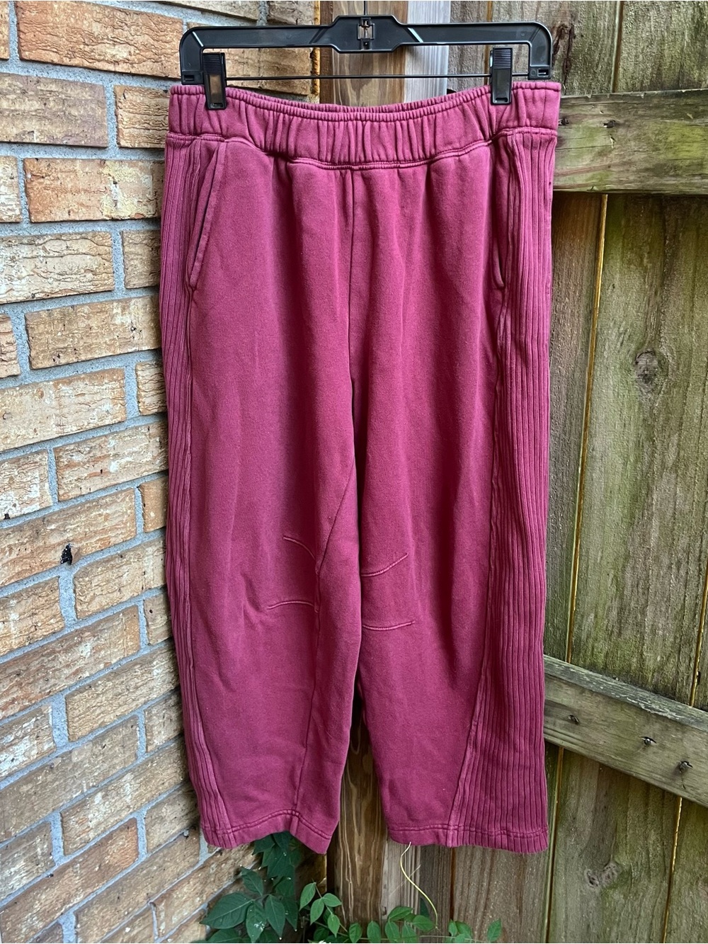 Aerie Barrel Leg Sweatpants in Deep Berry